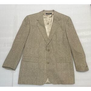 VTG Brooks Brothers 44L Beige Hopsack 100% Silk Sport Coat Burlap Linen